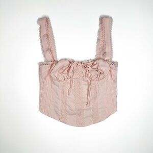 Vintage Y2K Beverly Beck Pastel Pink Bustier Crop Top Coquette Lace Sexy